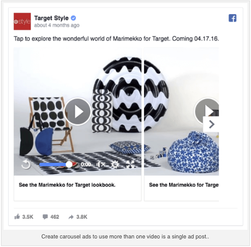 Facebook video carousel